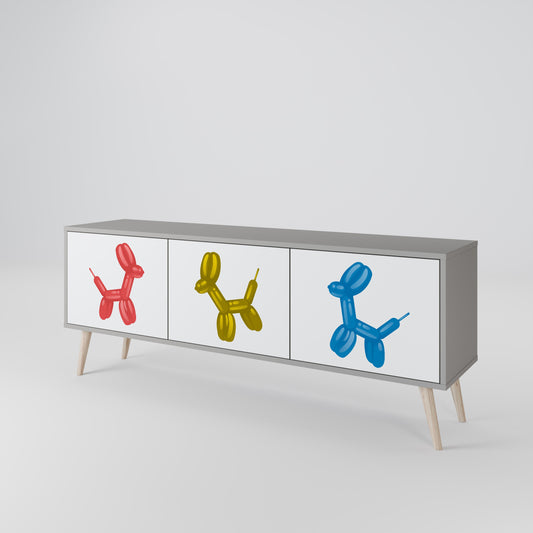 CHILDHOOD MEMORY 3-Door TV Stand in Grey Finish