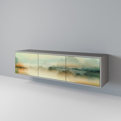 MORNING BY THE LAKE 3-Door TV Stand in Grey Finish