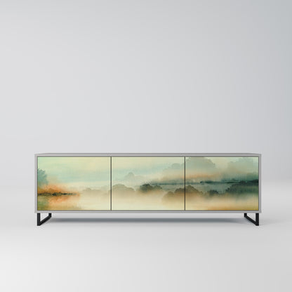 MORNING BY THE LAKE 3-Door TV Stand in Grey Finish