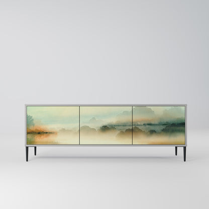 MORNING BY THE LAKE 3-Door TV Stand in Grey Finish