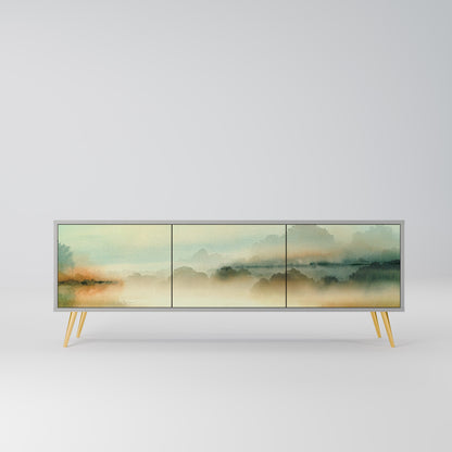 MORNING BY THE LAKE 3-Door TV Stand in Grey Finish