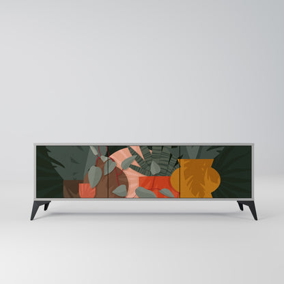 TROPICAL COMPOSITION 3-Door TV Stand in Grey Finish