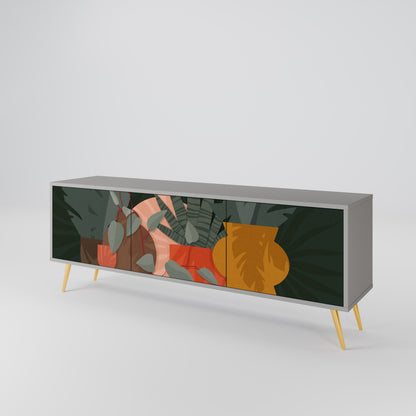 TROPICAL COMPOSITION 3-Door TV Stand in Grey Finish