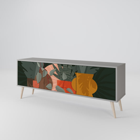 Mobile TV TROPICAL COMPOSITION a 3 ante in finitura grigio