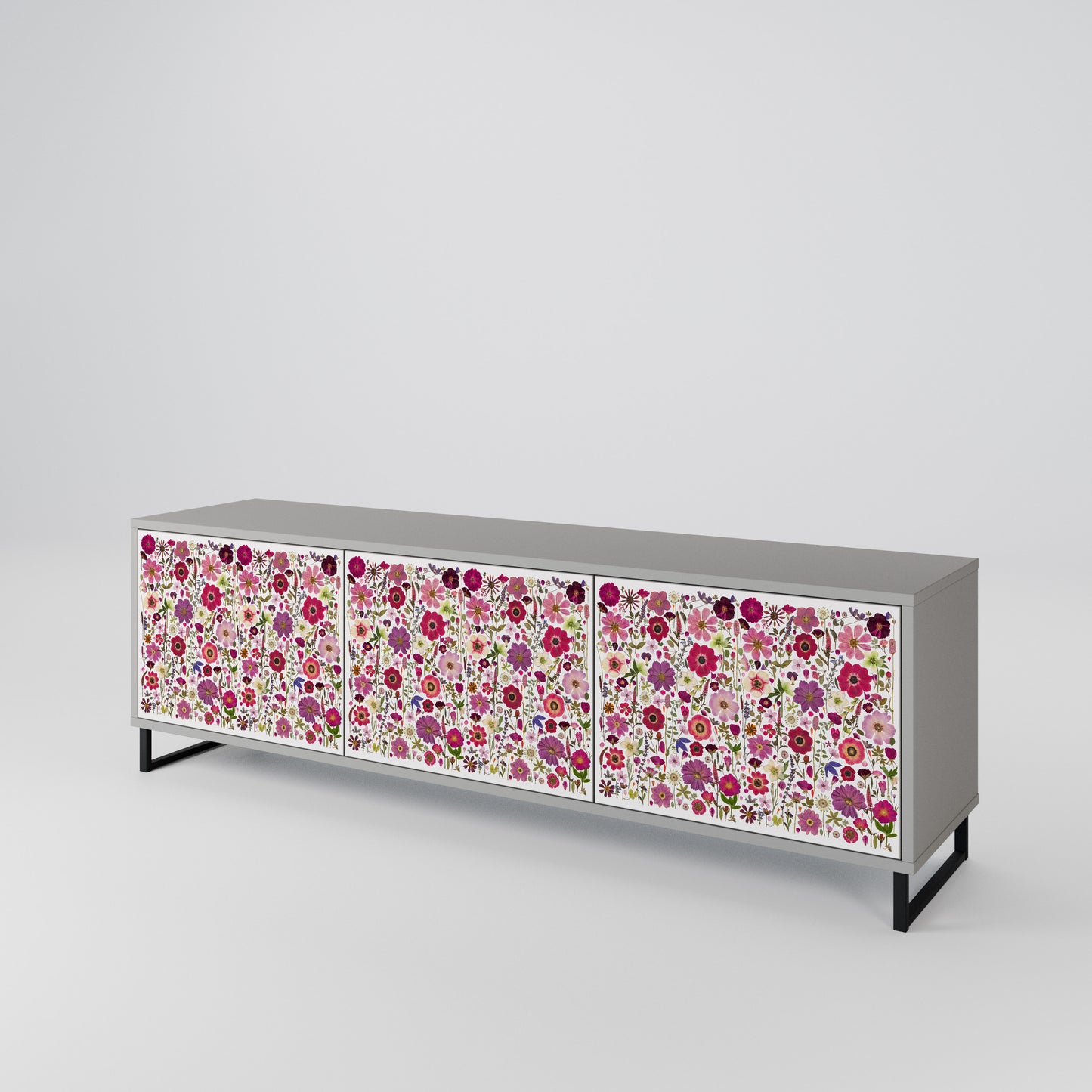 PETAL GARDEN Mobile TV a 3 Ante in Finitura Grigia