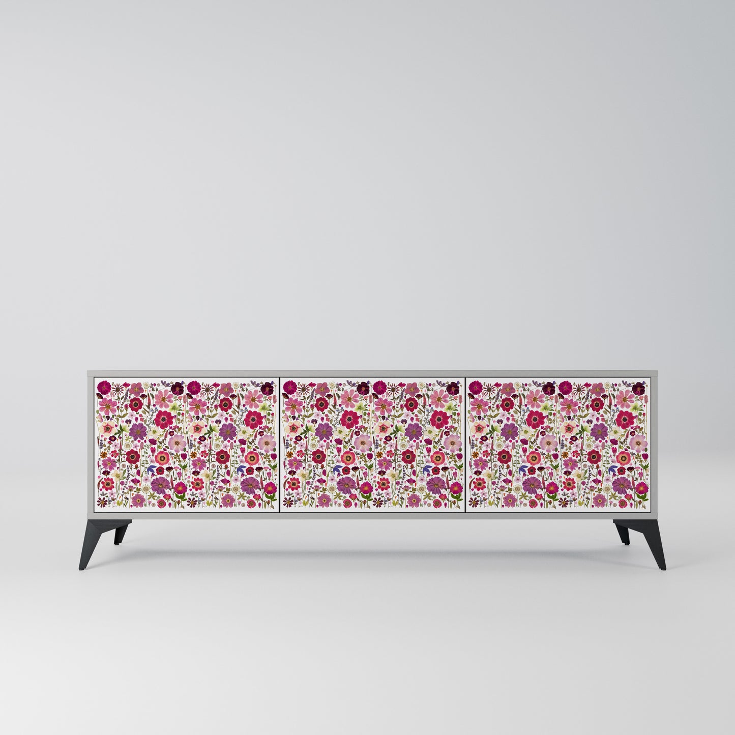 PETAL GARDEN Mobile TV a 3 Ante in Finitura Grigia