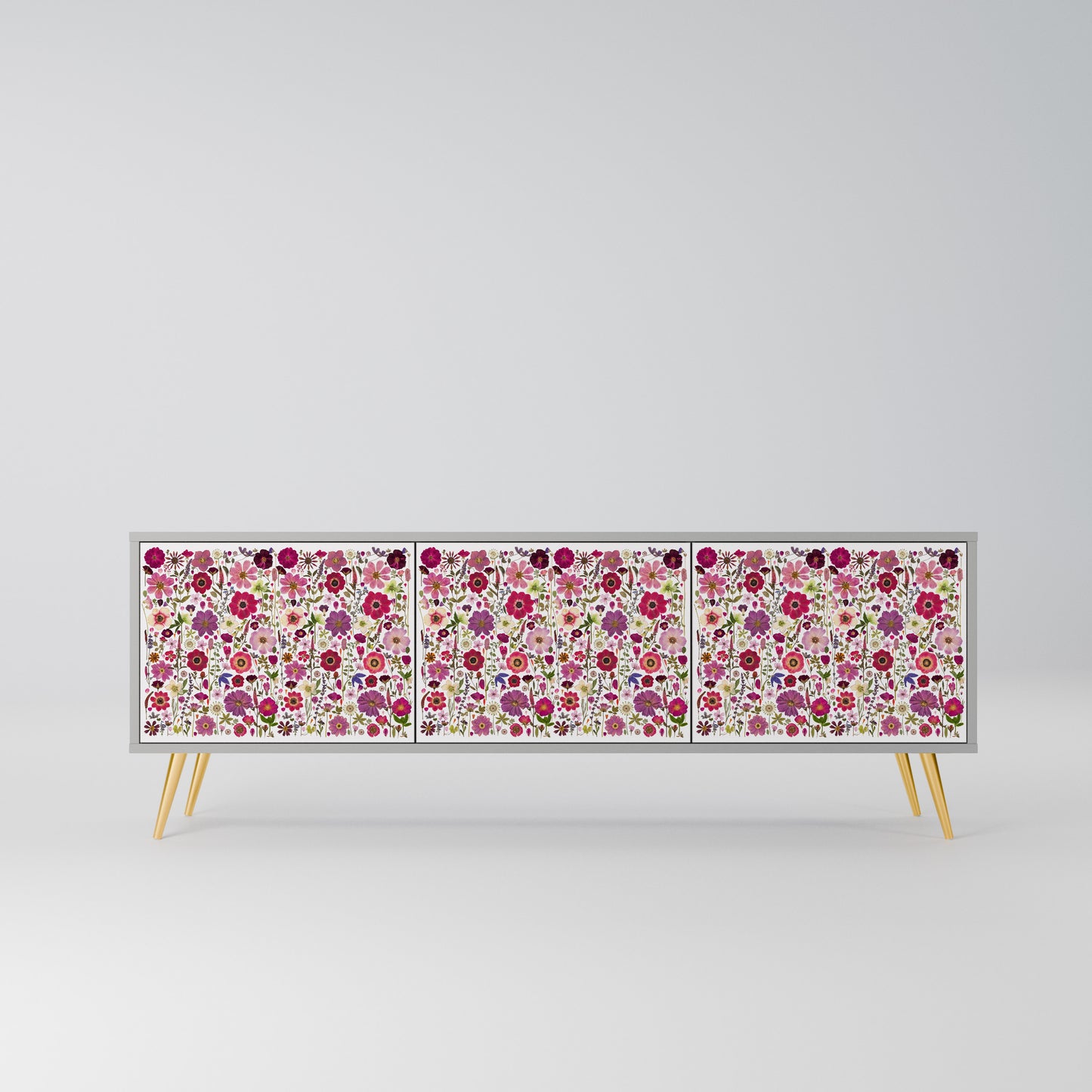 PETAL GARDEN Mobile TV a 3 Ante in Finitura Grigia