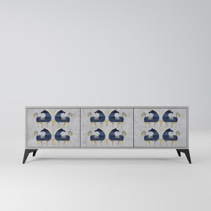 MAJESTIC STEED 3-Door TV Stand in Grey Finish