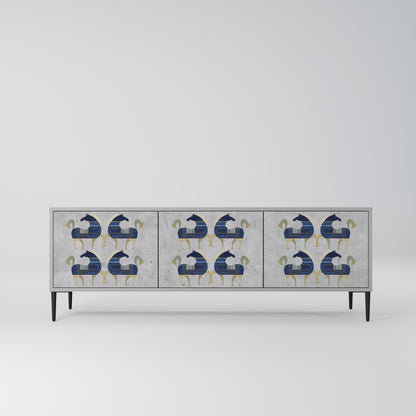 MAJESTIC STEED 3-Door TV Stand in Grey Finish