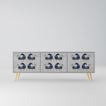 MAJESTIC STEED 3-Door TV Stand in Grey Finish