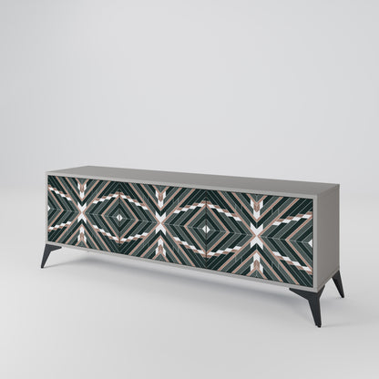 DIMENSION DELIGHTS 3-Door TV Stand in Grey Finish