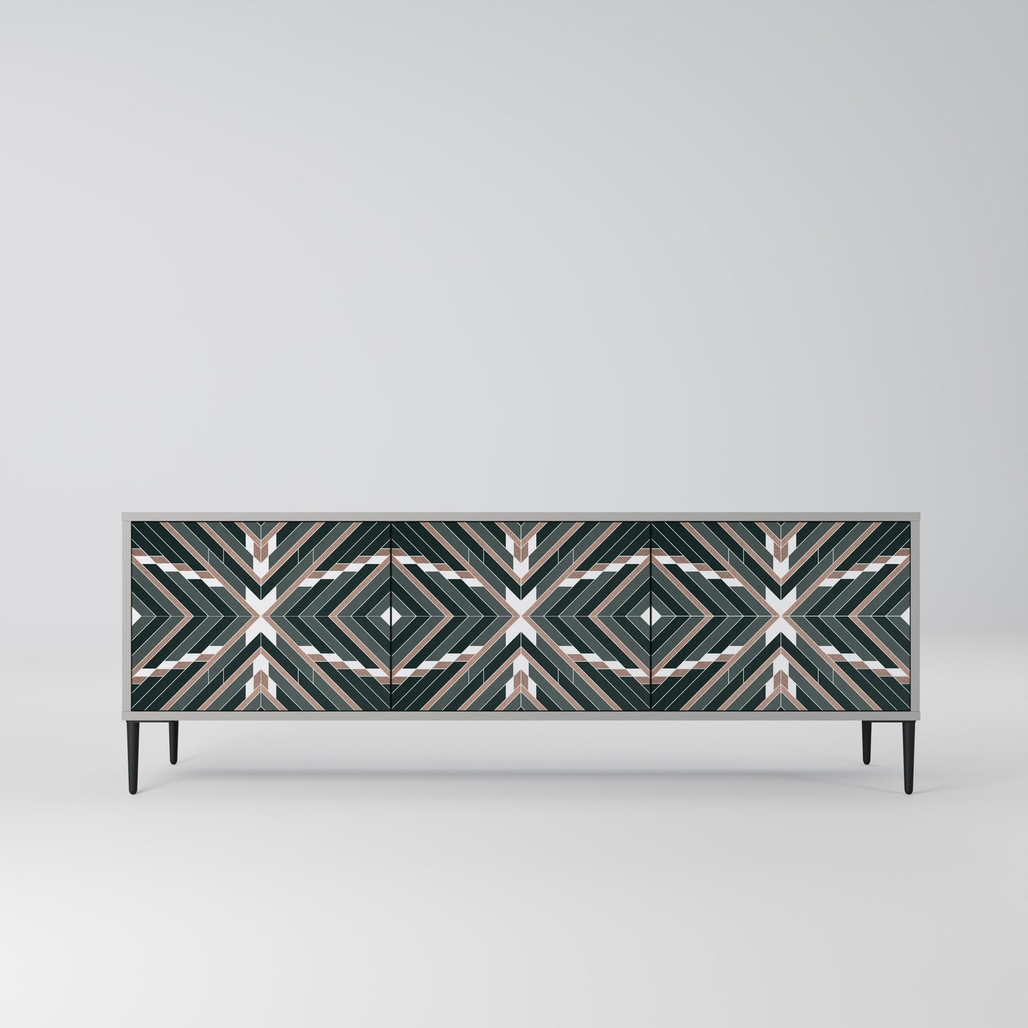 DIMENSION DELIGHTS 3-Door TV Stand in Grey Finish