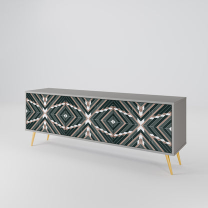 DIMENSION DELIGHTS 3-Door TV Stand in Grey Finish