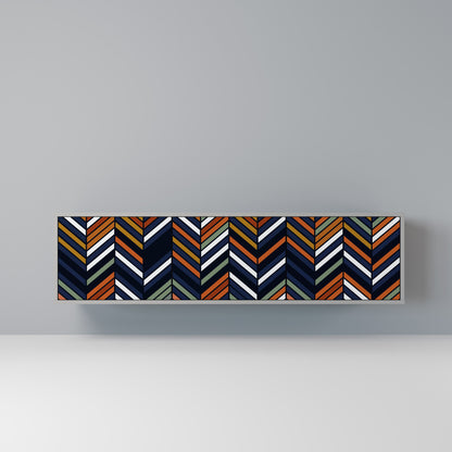 VIBRANT PATCHWORK 3-Door TV Stand in Grey Finish