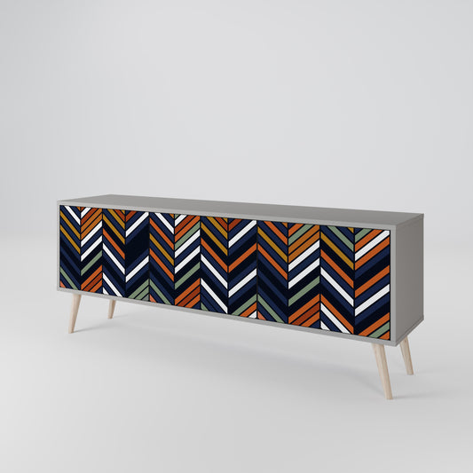 Mobile TV a 3 ante VIBRANT PATCHWORK in finitura grigia