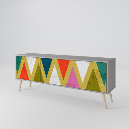 COLORFUL TRIANGLES 3-Door TV Stand in Grey Finish