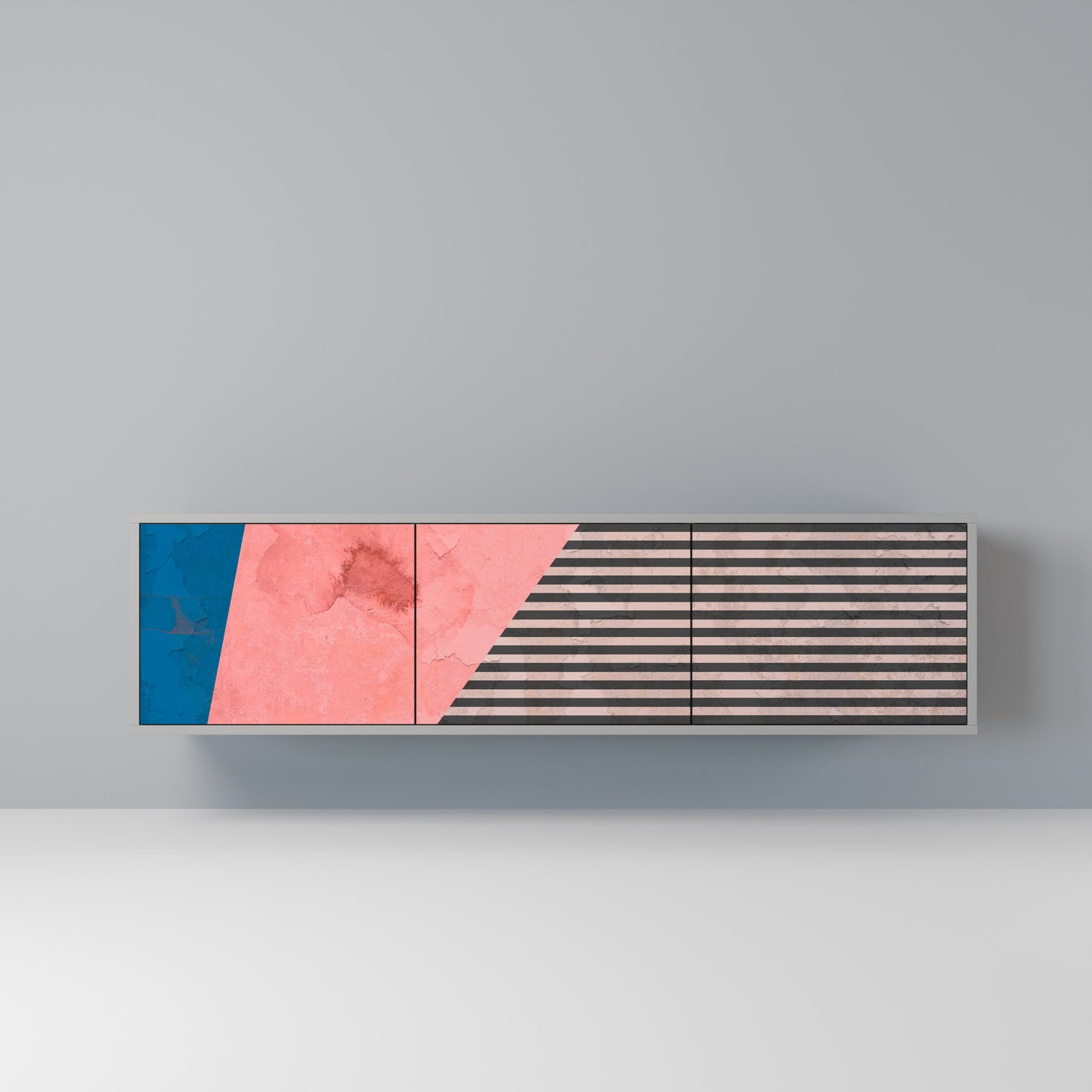 Mobile TV GLAMOROUS STRIPE a 3 ante in finitura grigia