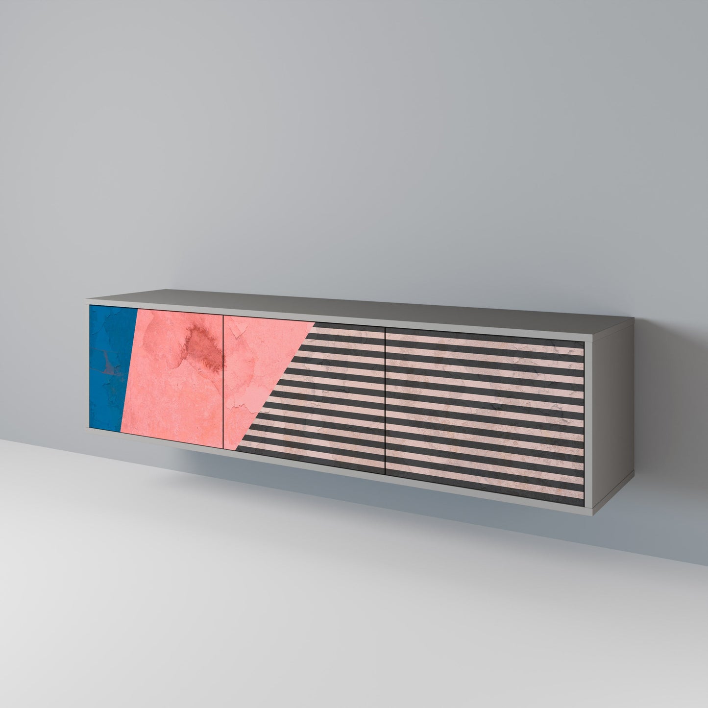 Mobile TV GLAMOROUS STRIPE a 3 ante in finitura grigia