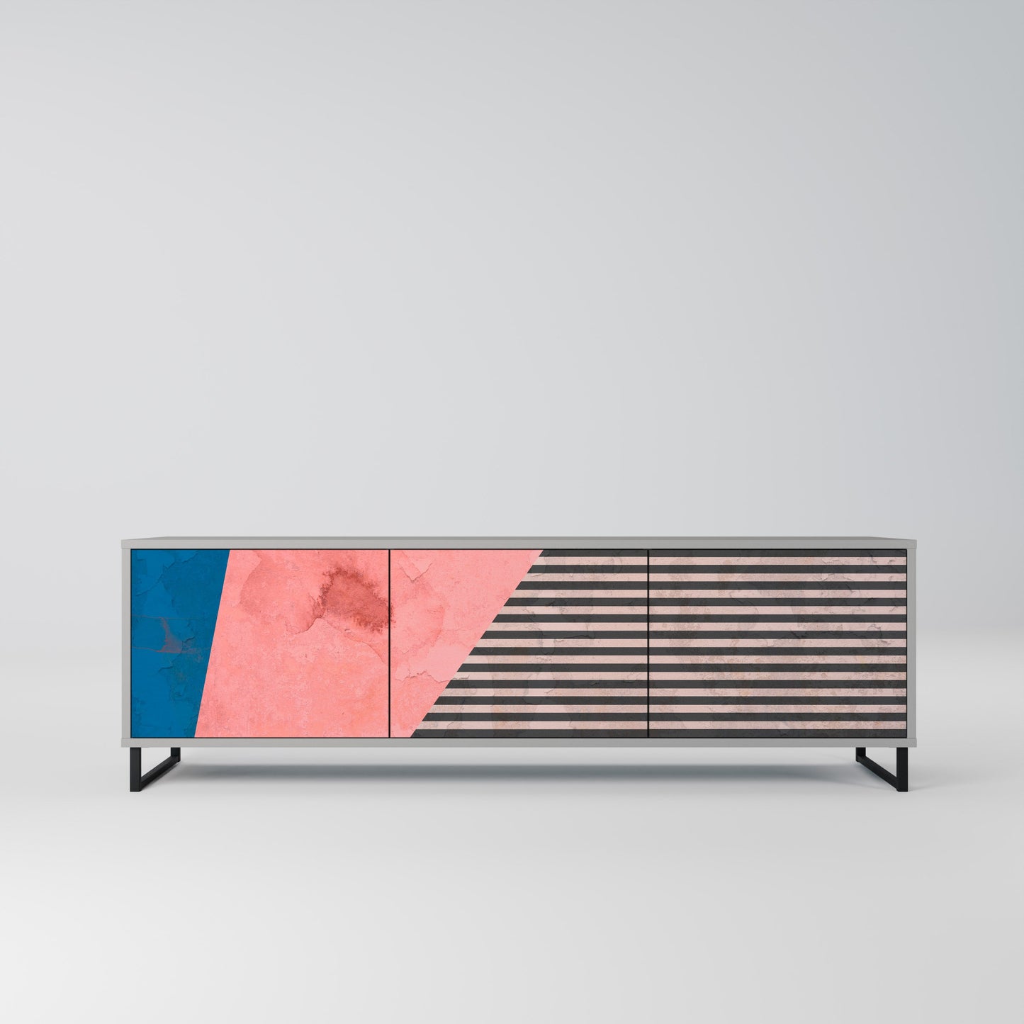 Mobile TV GLAMOROUS STRIPE a 3 ante in finitura grigia