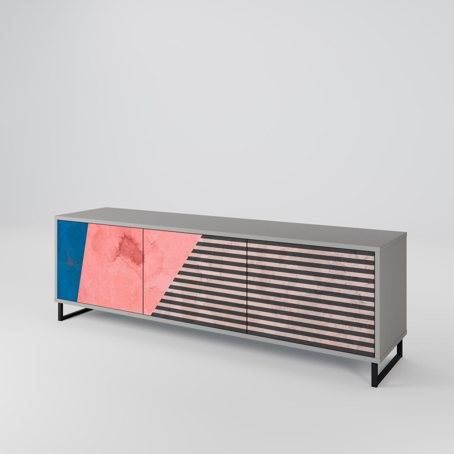 Mobile TV GLAMOROUS STRIPE a 3 ante in finitura grigia