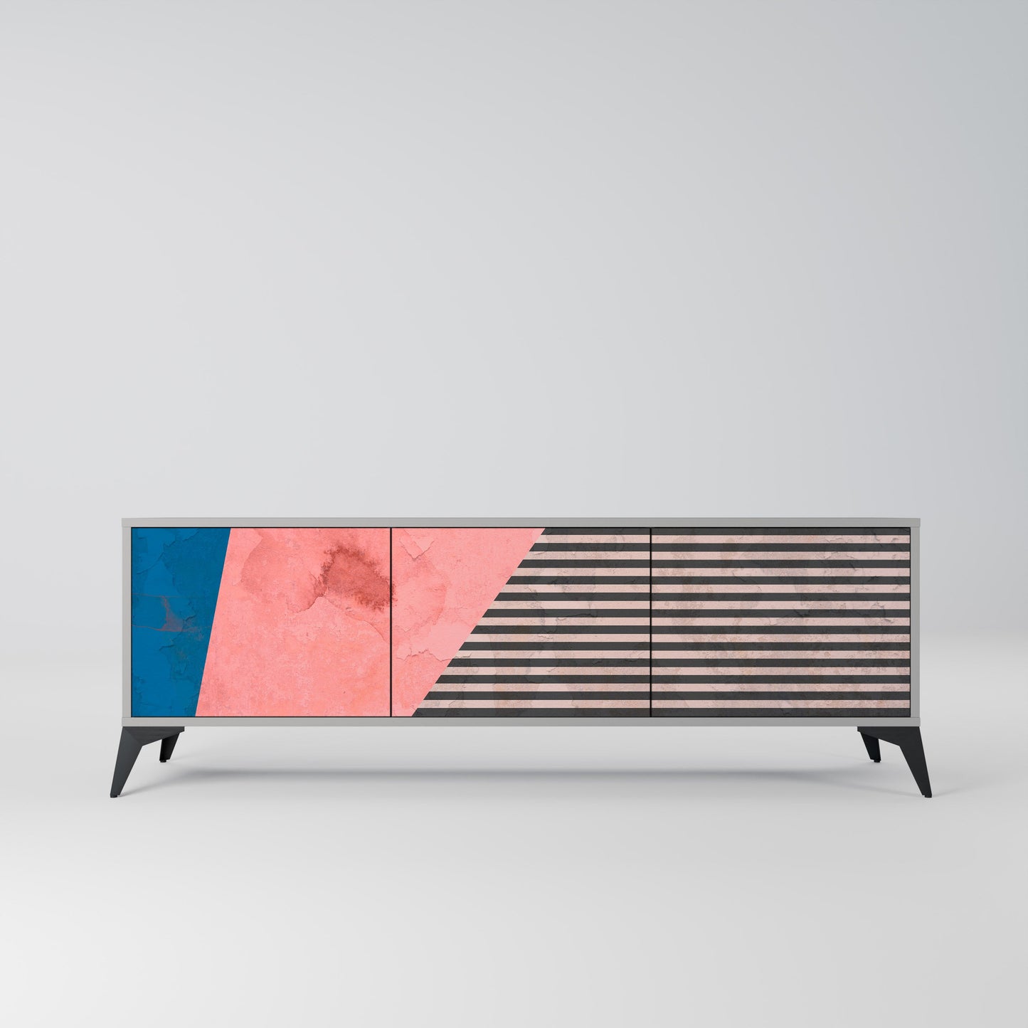 Mobile TV GLAMOROUS STRIPE a 3 ante in finitura grigia