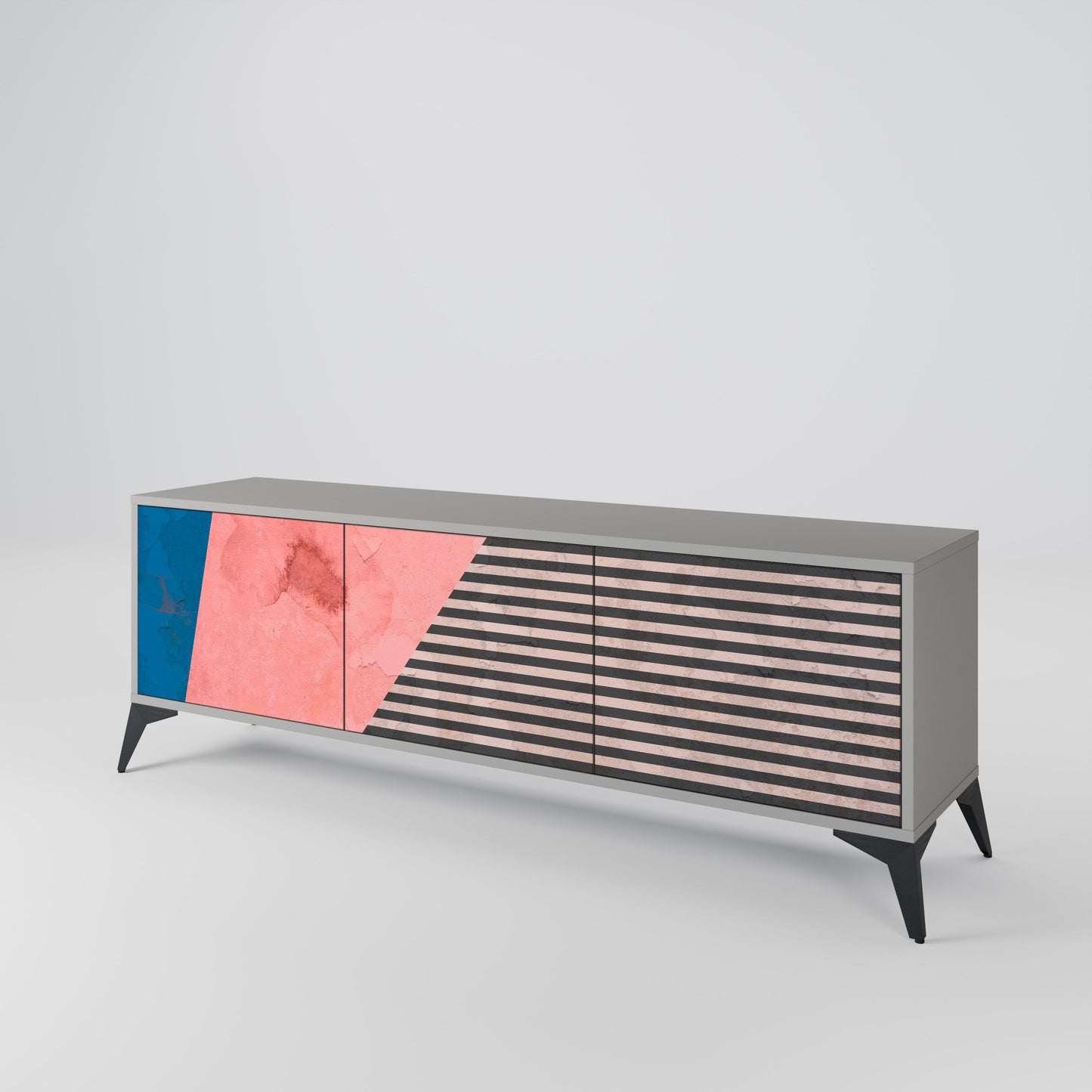 Mobile TV GLAMOROUS STRIPE a 3 ante in finitura grigia