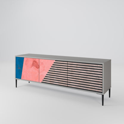Mobile TV GLAMOROUS STRIPE a 3 ante in finitura grigia
