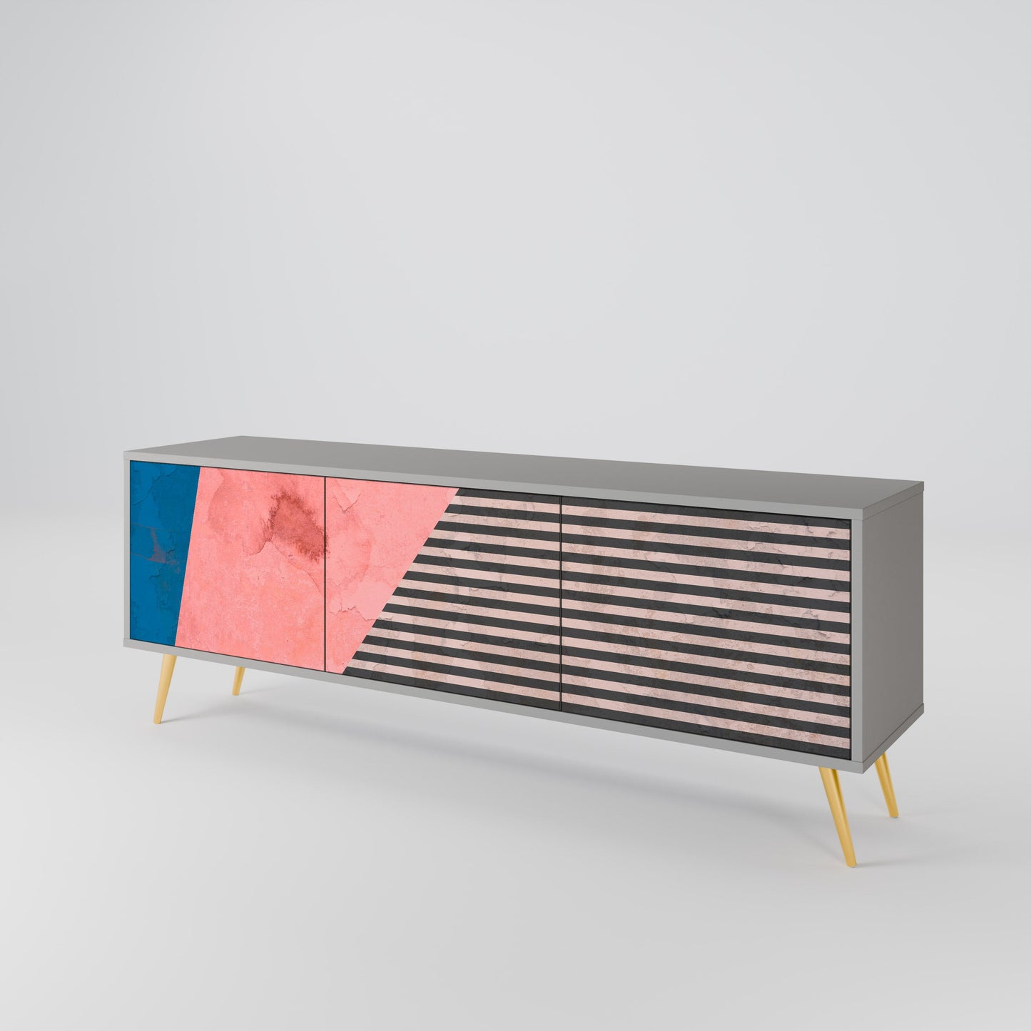 Mobile TV GLAMOROUS STRIPE a 3 ante in finitura grigia