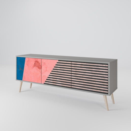 Mobile TV GLAMOROUS STRIPE a 3 ante in finitura grigia