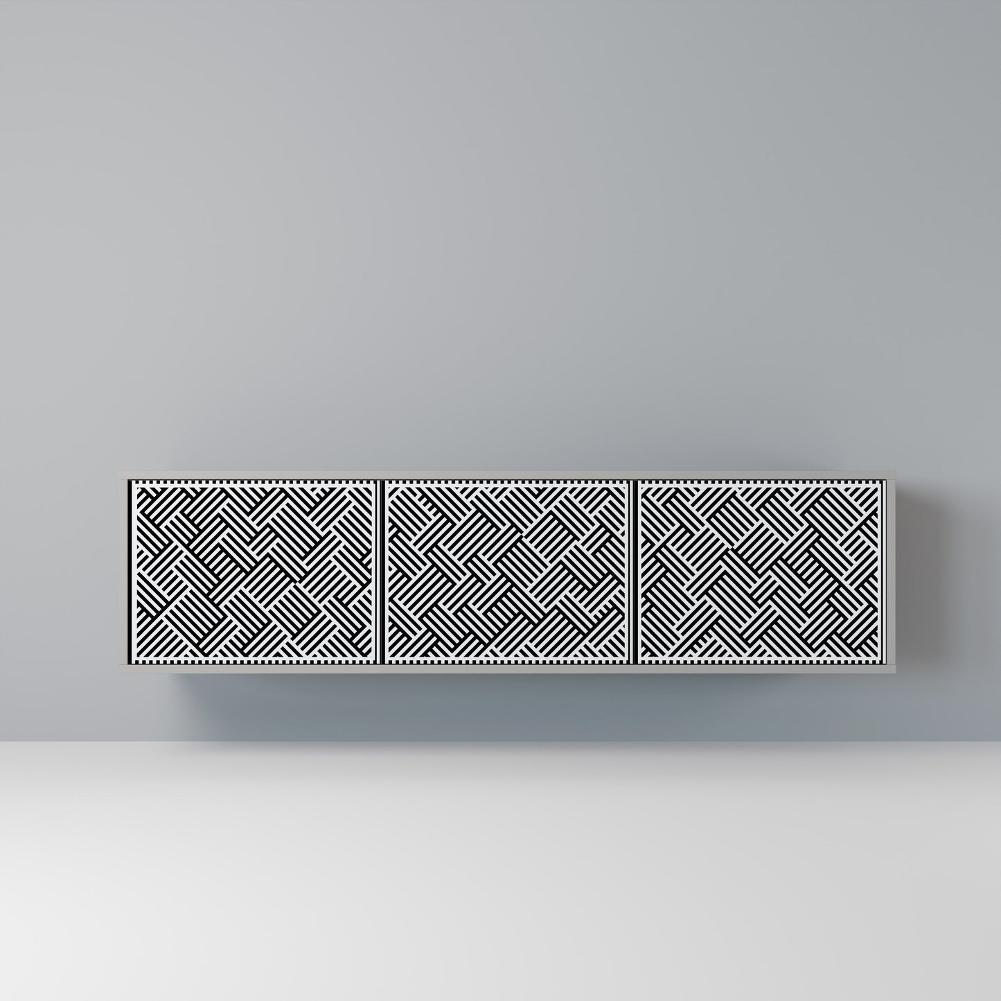 TEMPORARY SEQUENCE 3-Door TV Stand in Grey Finish
