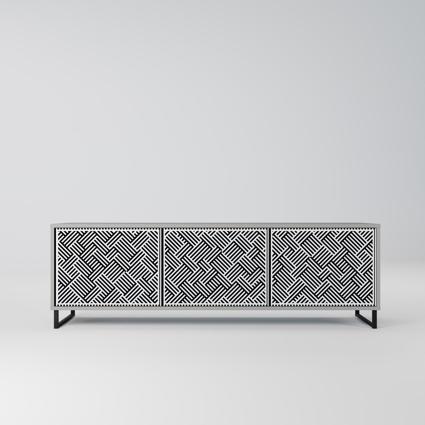 TEMPORARY SEQUENCE 3-Door TV Stand in Grey Finish