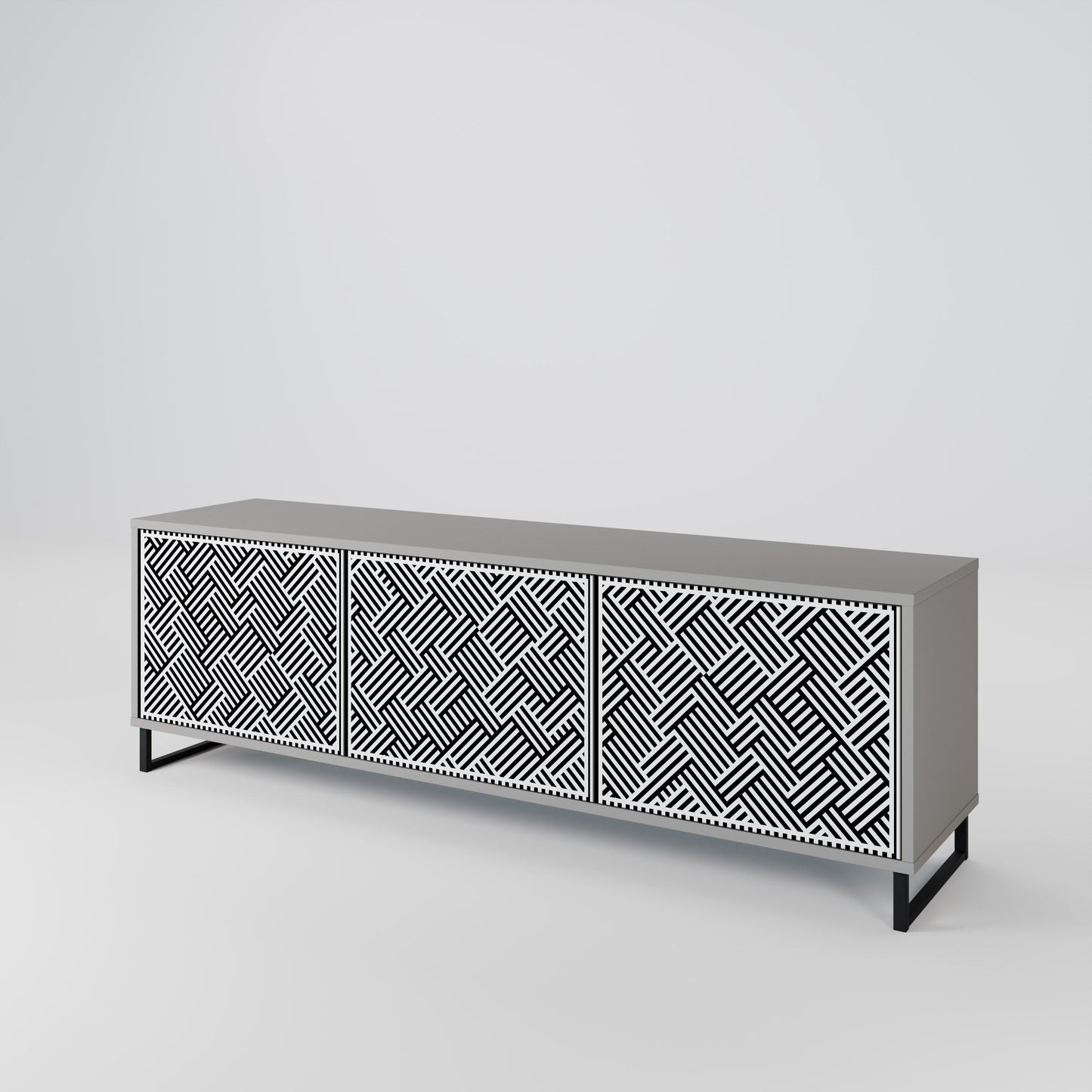 TEMPORARY SEQUENCE 3-Door TV Stand in Grey Finish