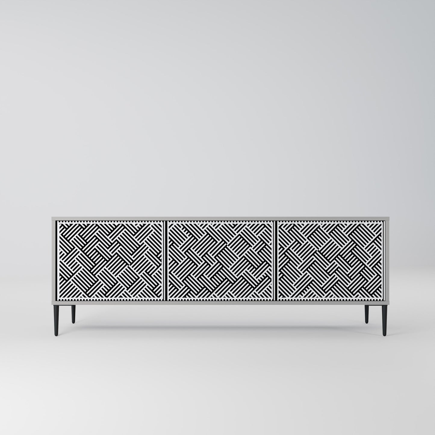 TEMPORARY SEQUENCE 3-Door TV Stand in Grey Finish