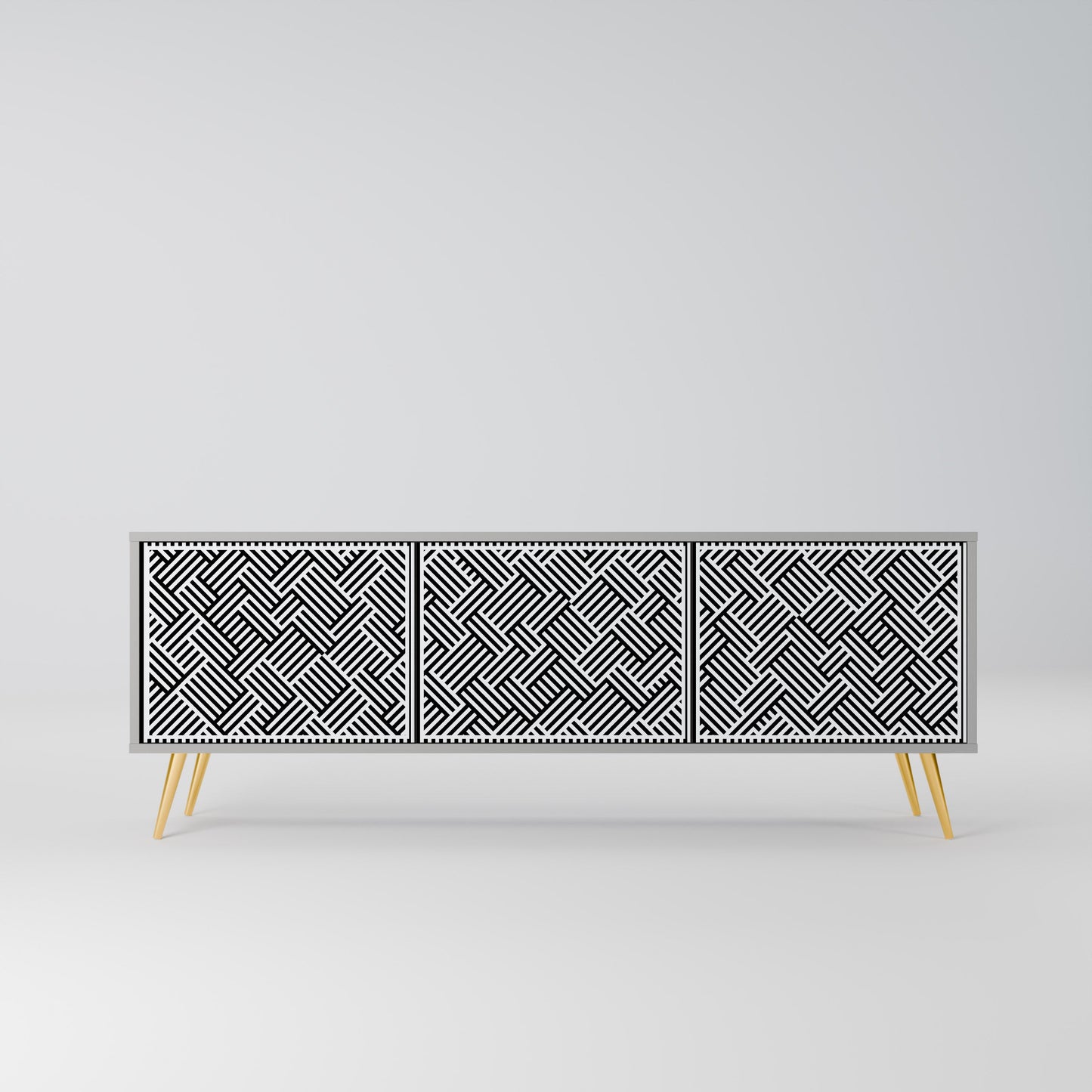 TEMPORARY SEQUENCE 3-Door TV Stand in Grey Finish