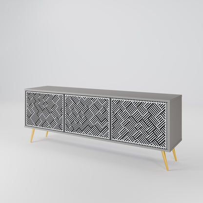 TEMPORARY SEQUENCE 3-Door TV Stand in Grey Finish