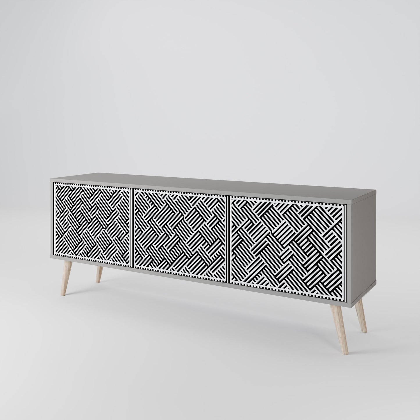 TEMPORARY SEQUENCE 3-Door TV Stand in Grey Finish
