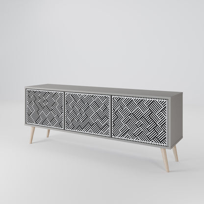 TEMPORARY SEQUENCE 3-Door TV Stand in Grey Finish