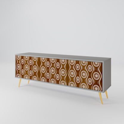 BROWN EYES 3-Door TV Stand in Grey Finish