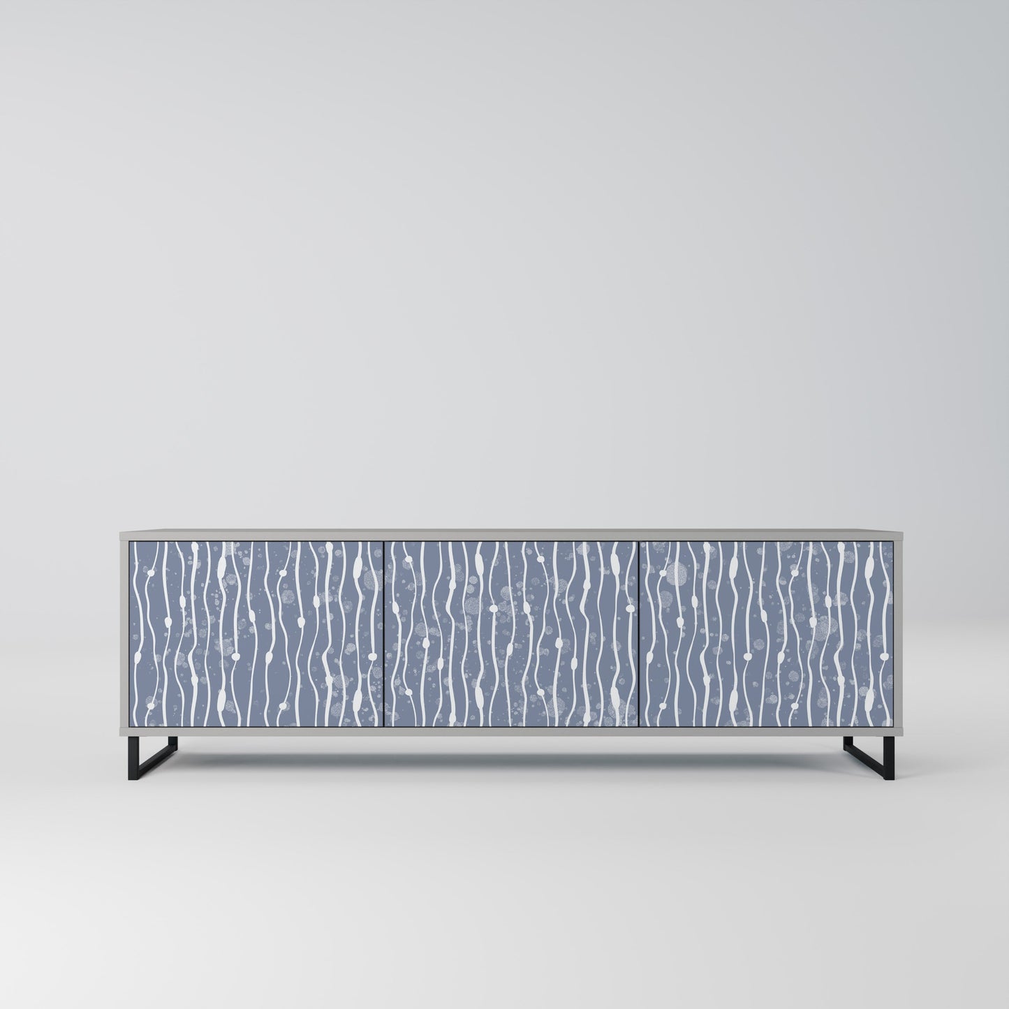 GRAPHITE RAIN 3-Door TV Stand in Grey Finish