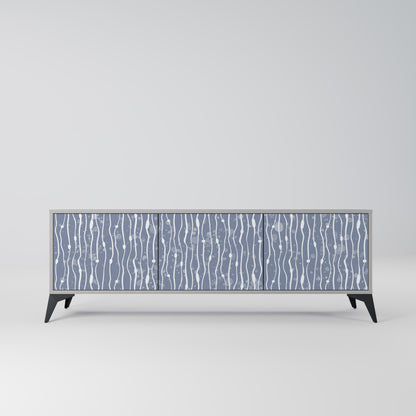 GRAPHITE RAIN 3-Door TV Stand in Grey Finish