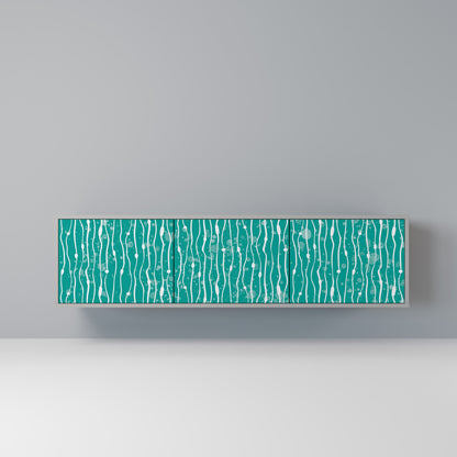 TURQUOISE RAIN 3-Door TV Stand in Grey Finish