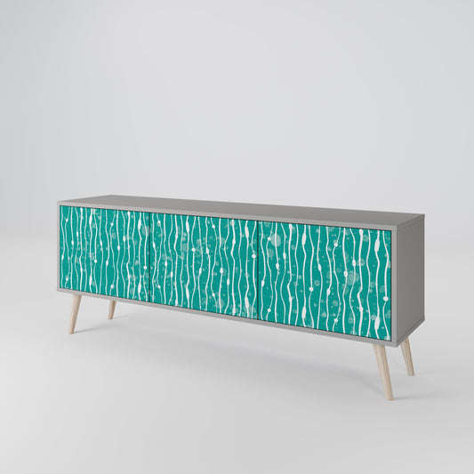 Mobile TV TURQUOISE RAIN a 3 ante con finitura grigia