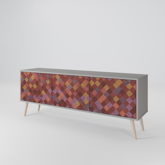 Mobile TV a 3 ante PAINTED SQUARES in finitura grigia