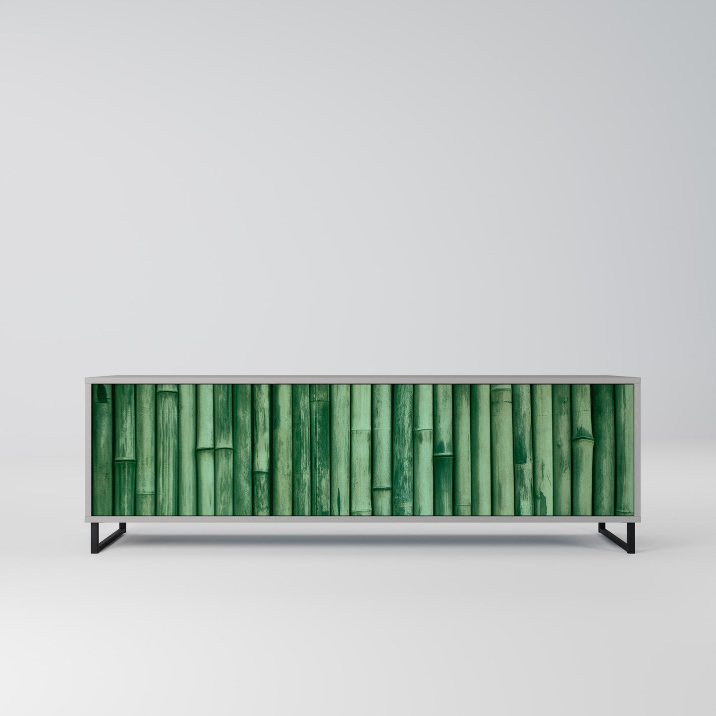 NATURAL GREEN 3-Door TV Stand in Grey Finish