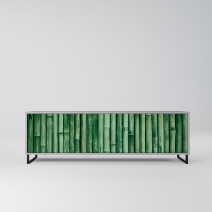 NATURAL GREEN 3-Door TV Stand in Grey Finish