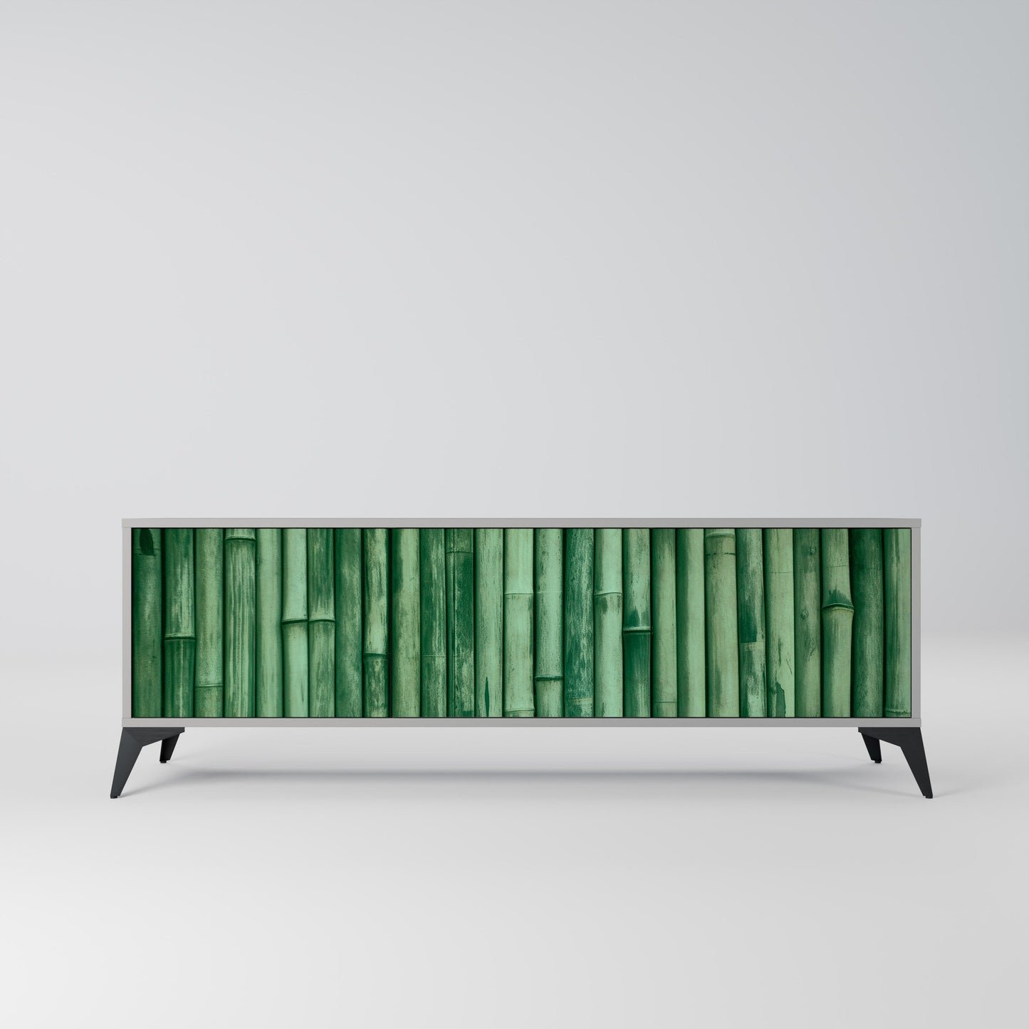 NATURAL GREEN 3-Door TV Stand in Grey Finish