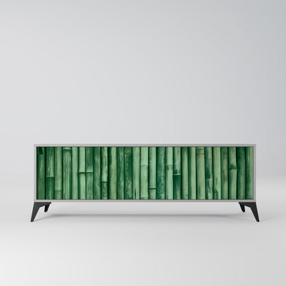 NATURAL GREEN 3-Door TV Stand in Grey Finish