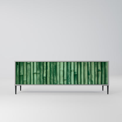 NATURAL GREEN 3-Door TV Stand in Grey Finish