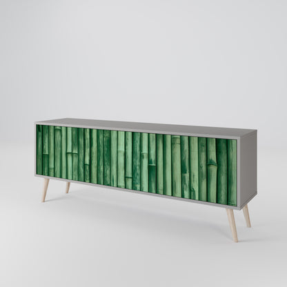 NATURAL GREEN 3-Door TV Stand in Grey Finish