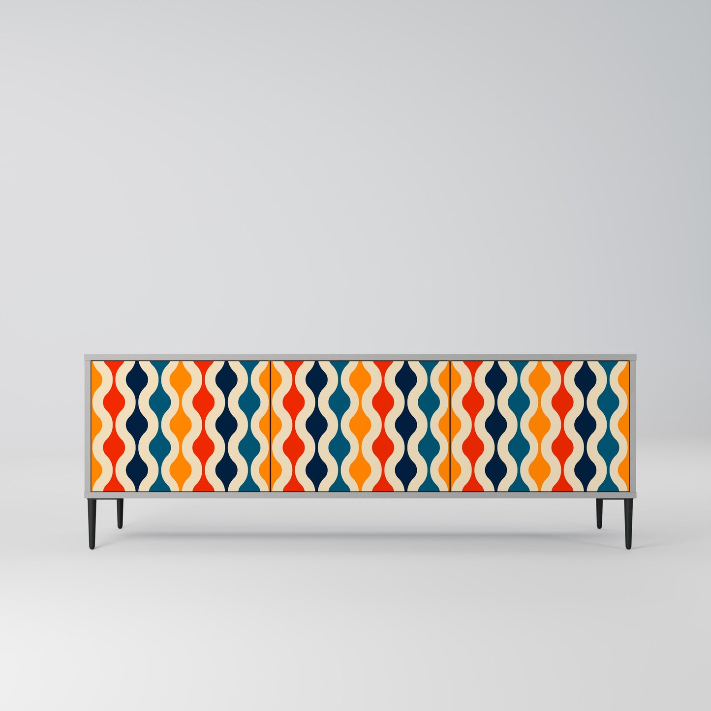 COLORFUL NOSTALGIA 3-Door TV Stand in Grey Finish